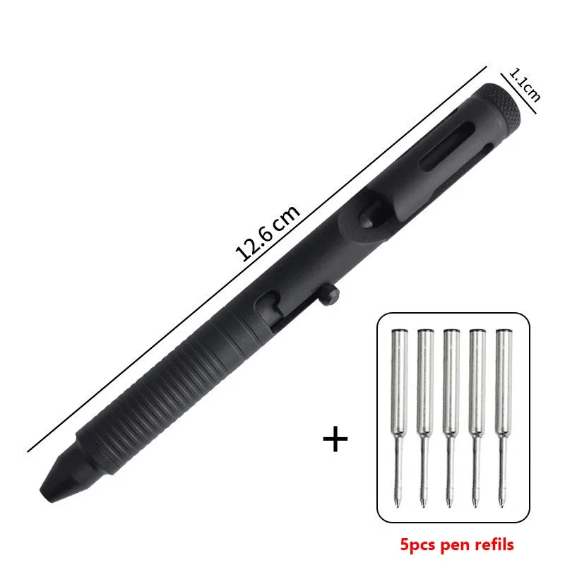 Multifunções Titanium Alloy Tactical Pen Bolt, Equipamento portátil ao ar livre EDC, Ferramenta disjuntor de emergência de carro