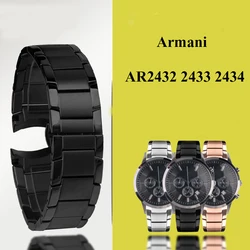 22mm Stainless Steel Watch Strap For Armani AR2452 AR2453 AR2448 Watchband Butterfly Buckle Fine steel Bracelet Wristband Gold