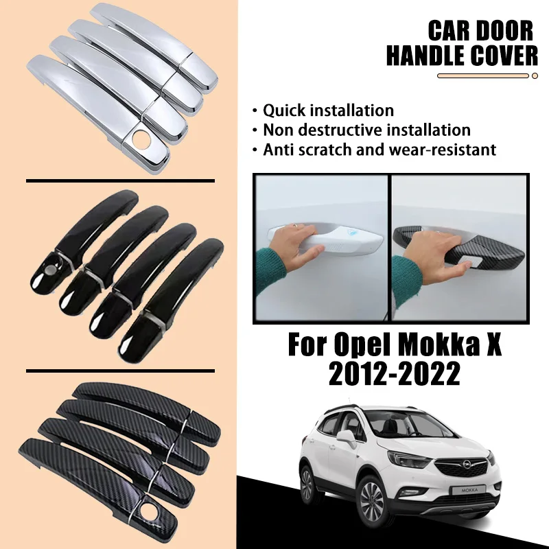 Door Handle Covers For Opel Mokka X 2012-2022 J13 MK1 2013 2014 ABS Carbon Fiber Chrome Car Accessories Catch Rustproof Stickers