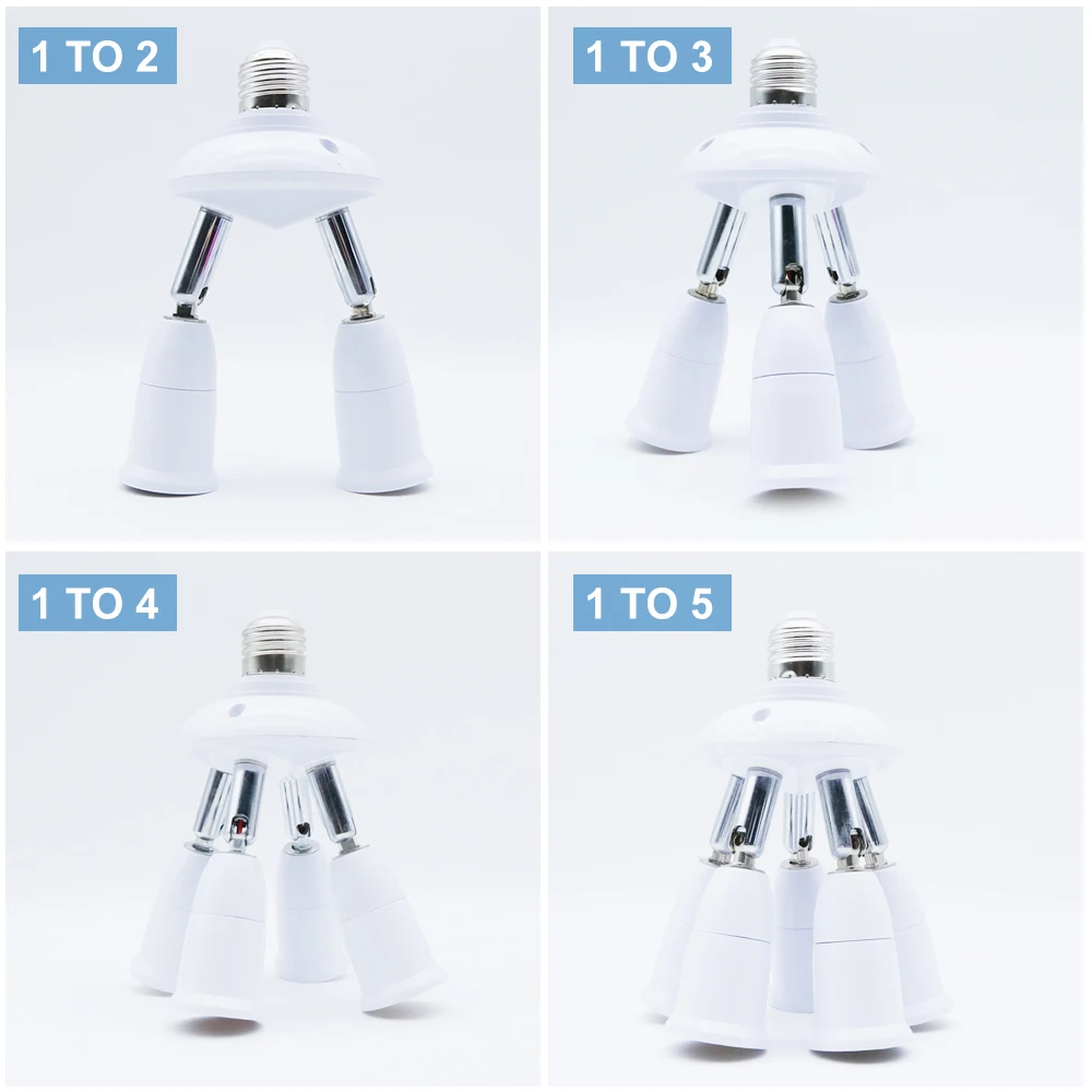 E27 To E27 Socket  LED Bulb Adapter Converter Lamp Holder E27 Splitter 2/3/4/5 Heads Adjustable  Splitter Lamp Base