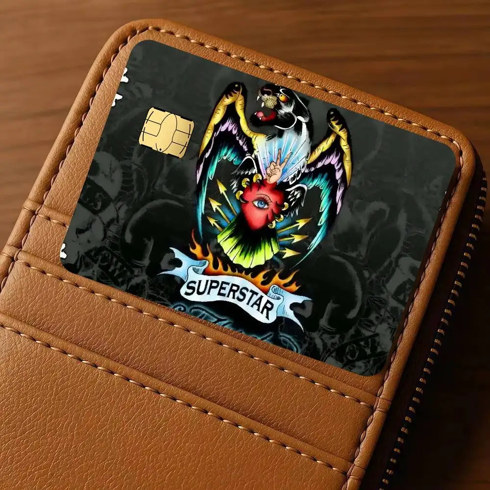 Fashion H-Hardy E-EdS LOGO  Anime Credit Card Skin Stickers For Bank Card Bus Metro Card Sticker Waterproof Women