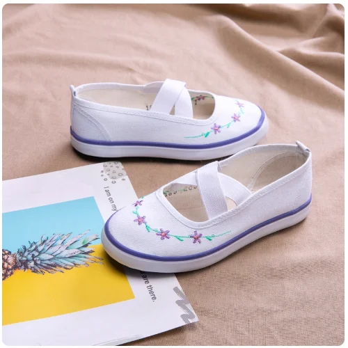 

Холщовая обувь для девочек, белые туфли, тканевые туфли с низким вырезом, простая детская обувь, корейская версия