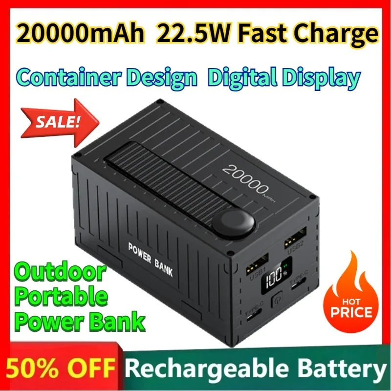 Hot Sale 20000mAh Power Bank 22.5W QC Fast Charger Digital Screen Portable Battery for iOS Android