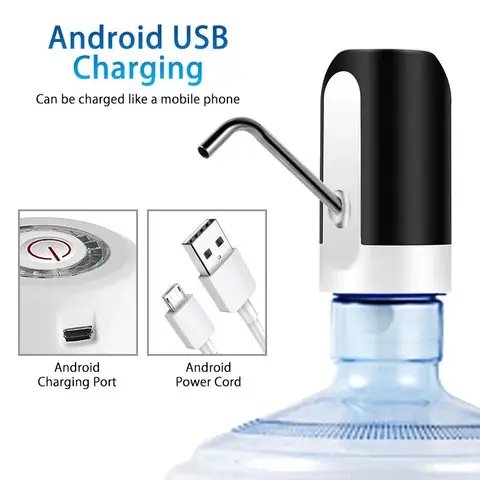 휴대용 물 디펜서 전기 펌프, USB 충전, 갤런 시설, 주방 캠핑용 자동 펌프, 1PC