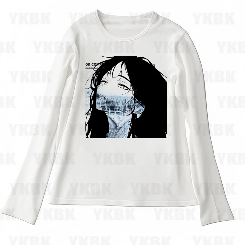 Süße Mädchen Casual Baby Tank Harajuku Anime Punk Print Langarm Street Tops Vintage Y2k Style Emo Damen Weste 90er Mode