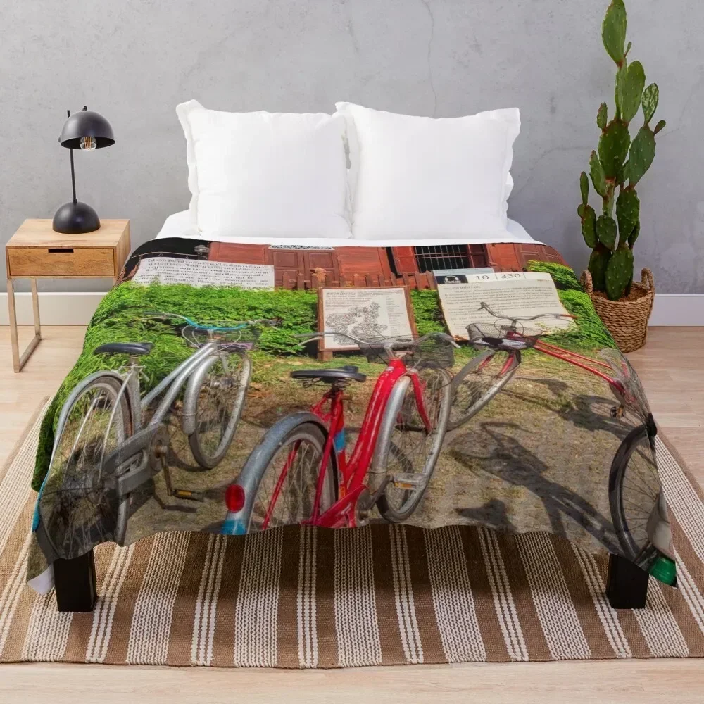 

Bicycles In The Ancient City Throw Blanket Long Lasting Soft Plush Blanket for Daily Use