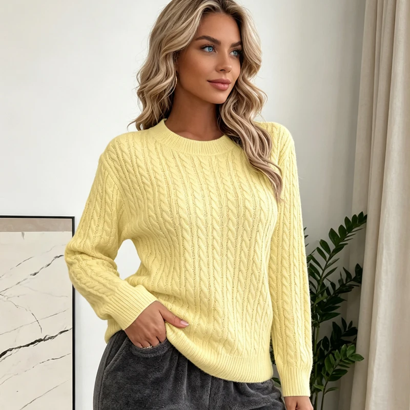 New Women's Sweater Autumn and Winter Knit Long Sleeve Round Neck Women's Pullovers Tops Fashion Slim Fit Female Casual Jumpers