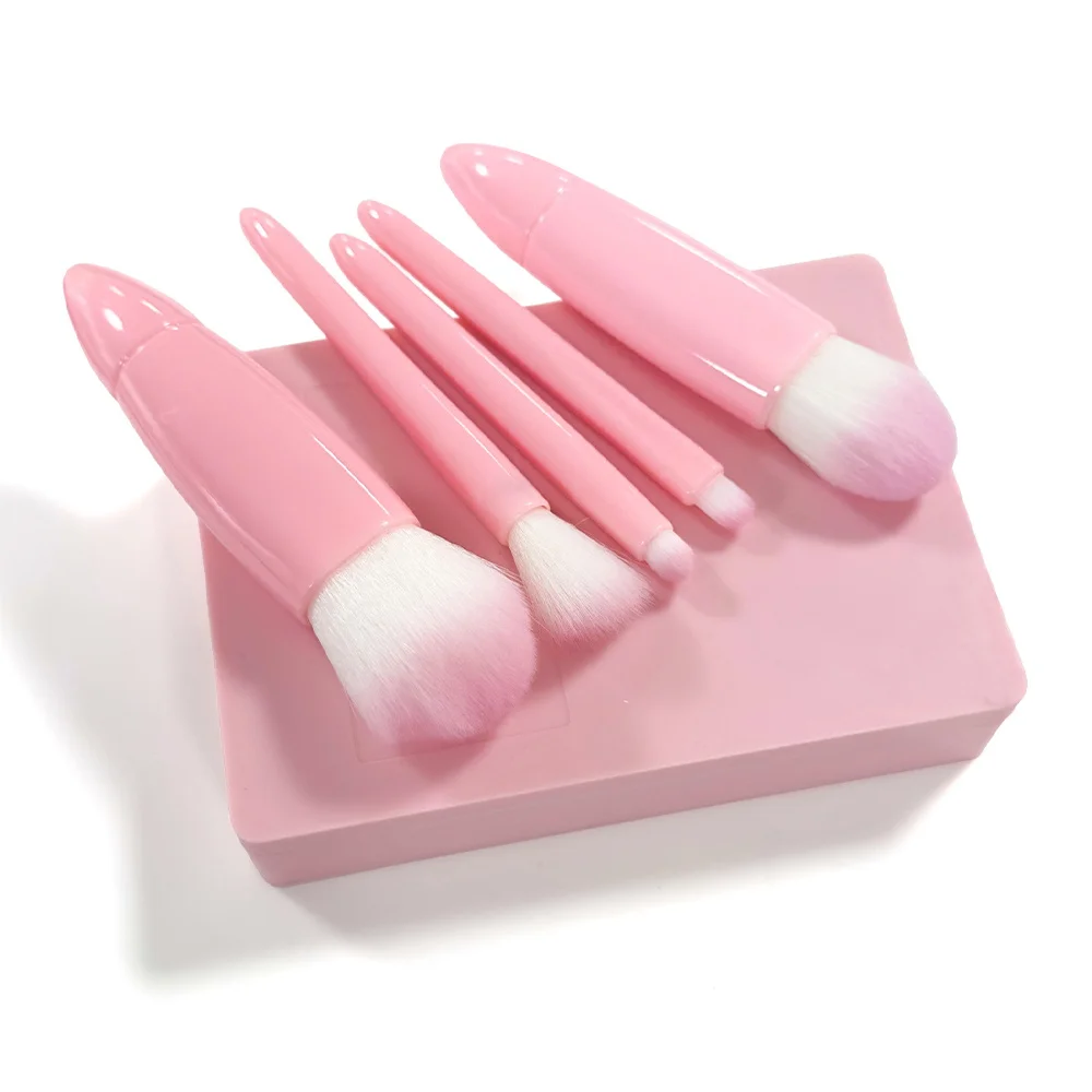 5-delige make-upborstelset met spiegel Multifunctionele make-upborstel Cosmetische organizer Box Opslagcontainer Snoep Letterpatroon