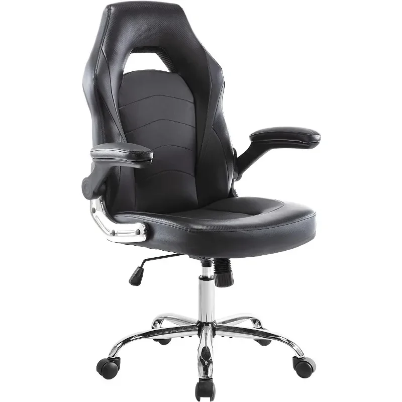 

Racing Style Bonded Leather Gamer Chair, Ergonomic Office Chair Computer Desk Executive Chair, with Adjustable Height