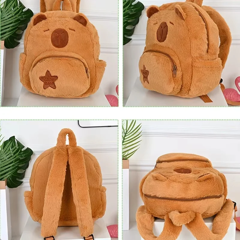 1PC Capibala Pluche Rugzak Kawaii Mode Meisje Crossbody Tas Grote Capaciteit Schooltas Schoudertassen Knuffels Speelgoed Geschenken