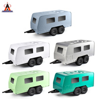 AUSTAR Travel Camper Trailer Simulation RV Vehicle Rear Open Door Dual-axle RV Car with Hitch for 1/18 RC Crawler TRX4M Upgrade