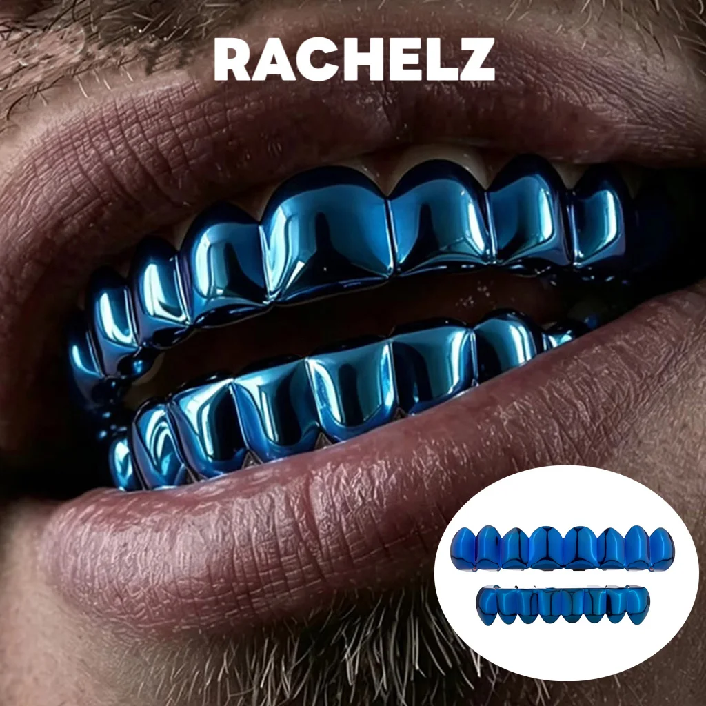RACHELZ Grillz dentaires Hip Hop aux couleurs tendance effet dégradé, capuchons dentaires lisses pour hommes et femmes, bijoux de rappeur