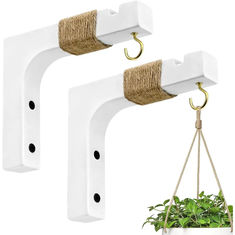 

2 Pack Plant Hanger Hooks for Indoor Hanging Plants Farmhouse Wooden Hanging Basket Wall Hooks for Outdoor Flower Pots Lanterns