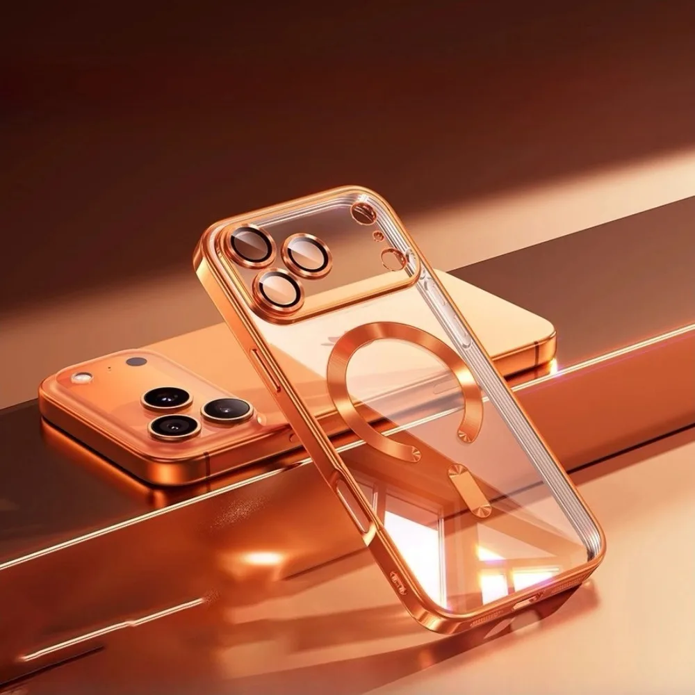 Glänzende Galvanisierte Linsenschutz-Magnetische Hülle für Apple 17 17PRO 17AIR 17 Pro Max Unterstützt Kabelloses Laden