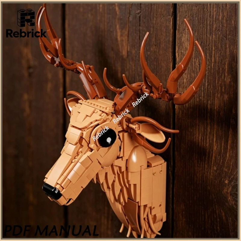 

Creative Animal Deer Head Building Block Set Wall Decoration Model 1350 pcs Suitable for Collection and Home Display Gift