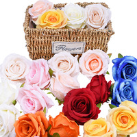 5/10Pcs 10cm Artificial Silk Rose Flowers Heads With Leaves DIY Wedding Party Bouquets Wreath Scrapbook Home Decoration Supplies