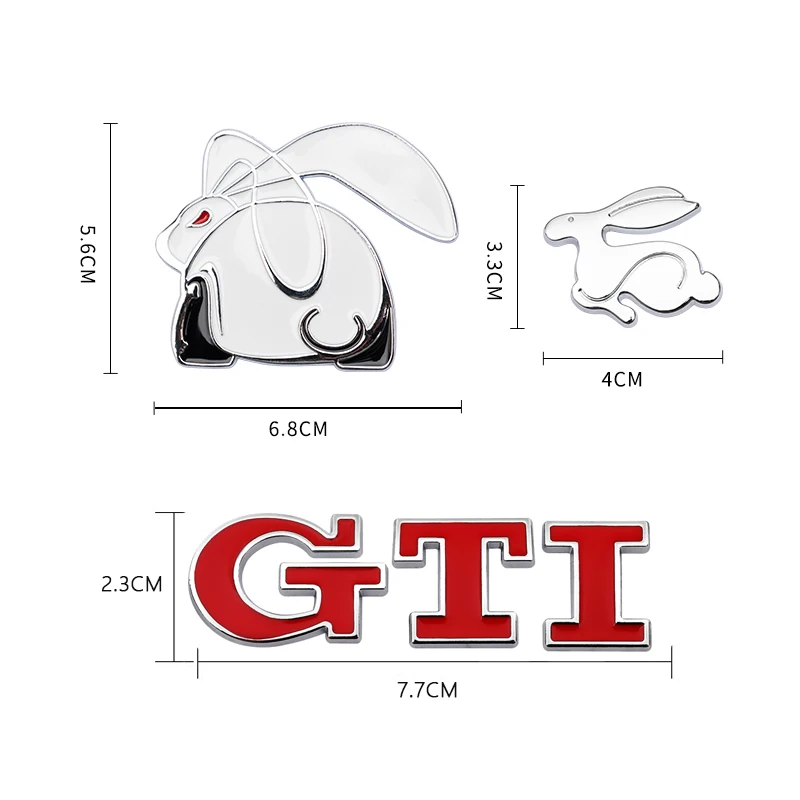 1Pcs Car Metal Badge Sticker Rabbit GTI Logo Decal Decoration For VW GTI Passat b6 Golf Mk4 Mk7 Tiguan Jetta T-ROC Sharan Touran