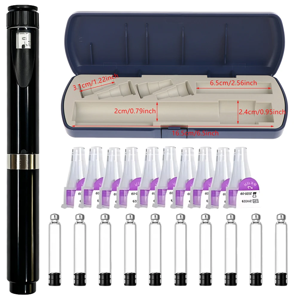Wiederverwendbarer Injektionspen mit 10 Stück 3ml Kartuschen Set Tragbare Insulin-Injektionspens mit Einstellbarem Dosierungseinstellrad – Detail 1