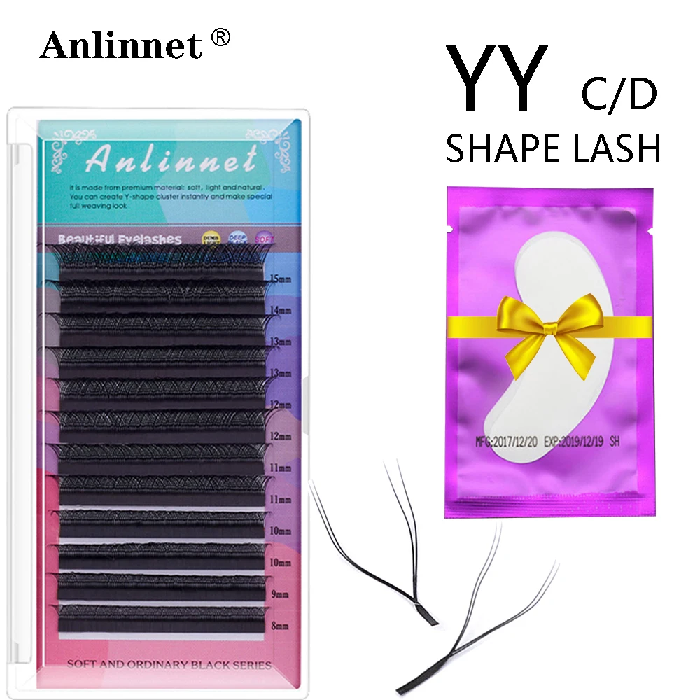 YY Shape Lashes 2D/0.07mm Faux Mink C/D 8-15mm Natural Soft Brazilian Eyelash Premade Volume Fan Hand Woven Lashes Extension