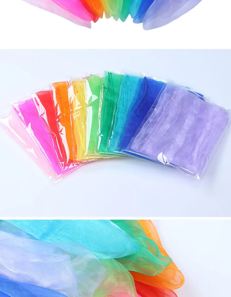Neue Chiffon Nylon 60x60cm Garn Schal Dichten Nähen Rand Mesh Platz Kinder Bühne Leistung Solide Veränderbar seide Schals – Detail 4