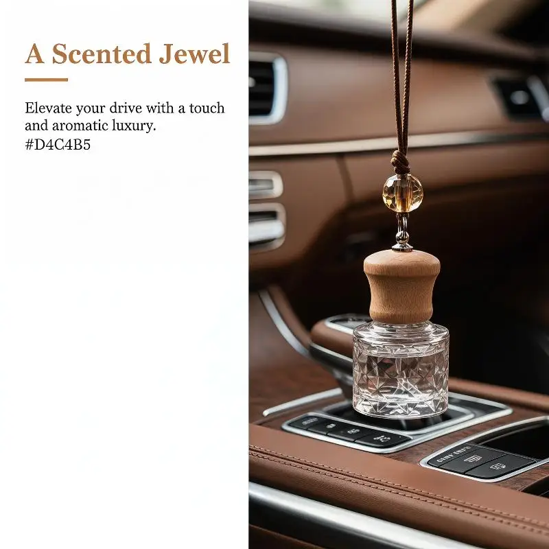 Car Hanging Perfume Bottle 1Pcs Essential Oil Diffuser Glass Empty Aromatic Fragrance Decor