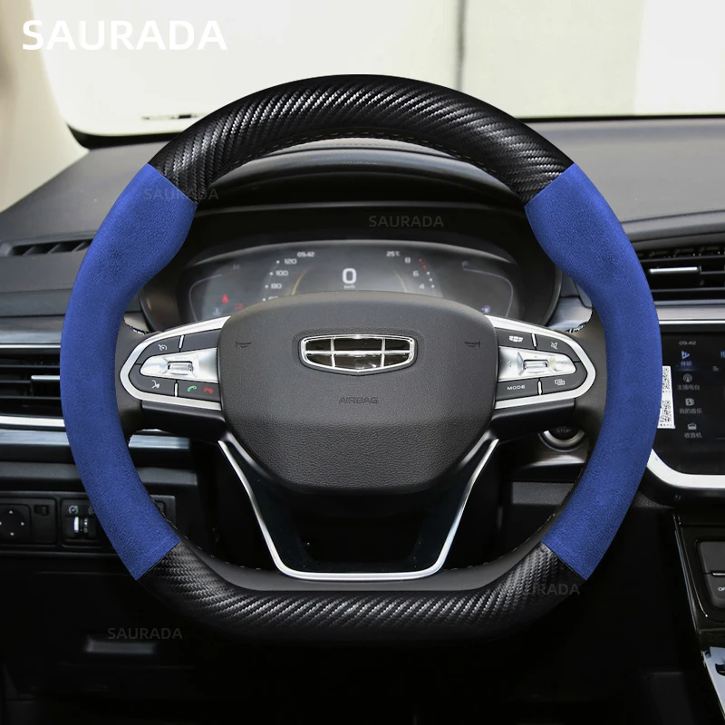 Car Steering Wheel Cover Wrap for Geely Atlas Monjaro Coolray Tugella 2021 2022 2023 2024  Steering-Wheel 37-38CM Auto Parts