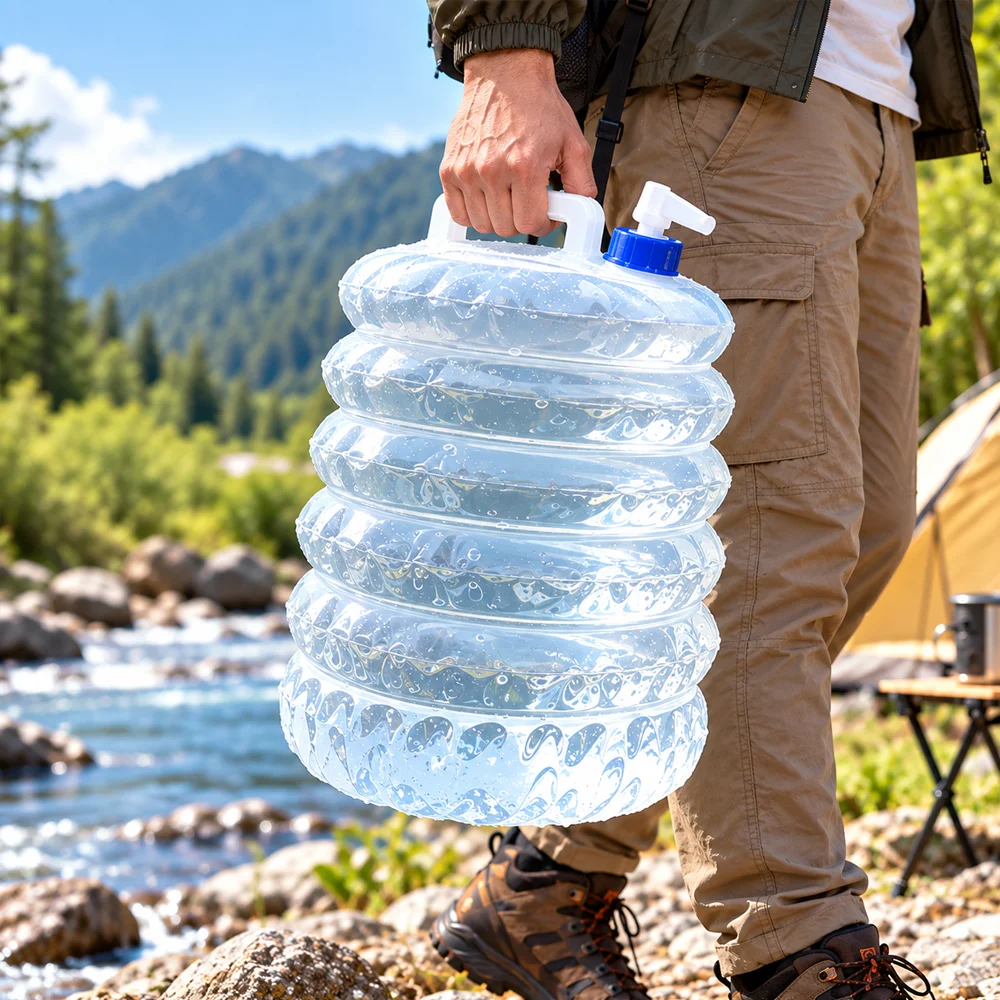 3L-15L Food Grade PE Collapsible Water Container Portable Folding Storage Bucket Jug for Outdoor Camping Emergency Car