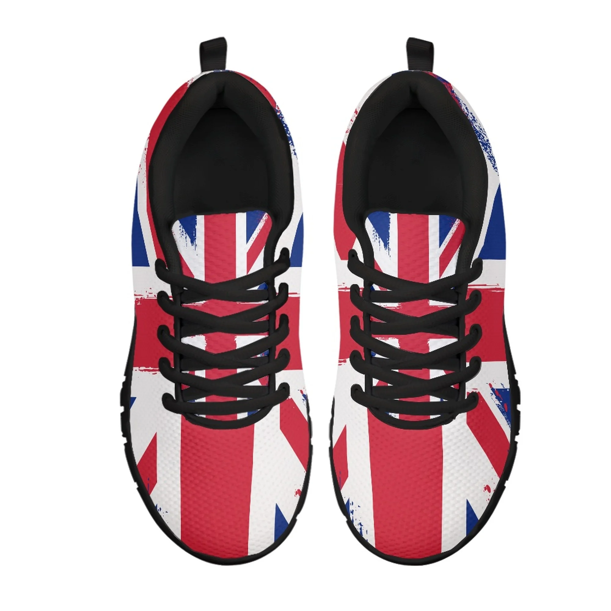 Yikeluo  2022 Hot Style Lace-up Mesh Sneakers Shoes for Women Fashion UK England  Flag Printed Ladies Flats Shoes Light Footwear