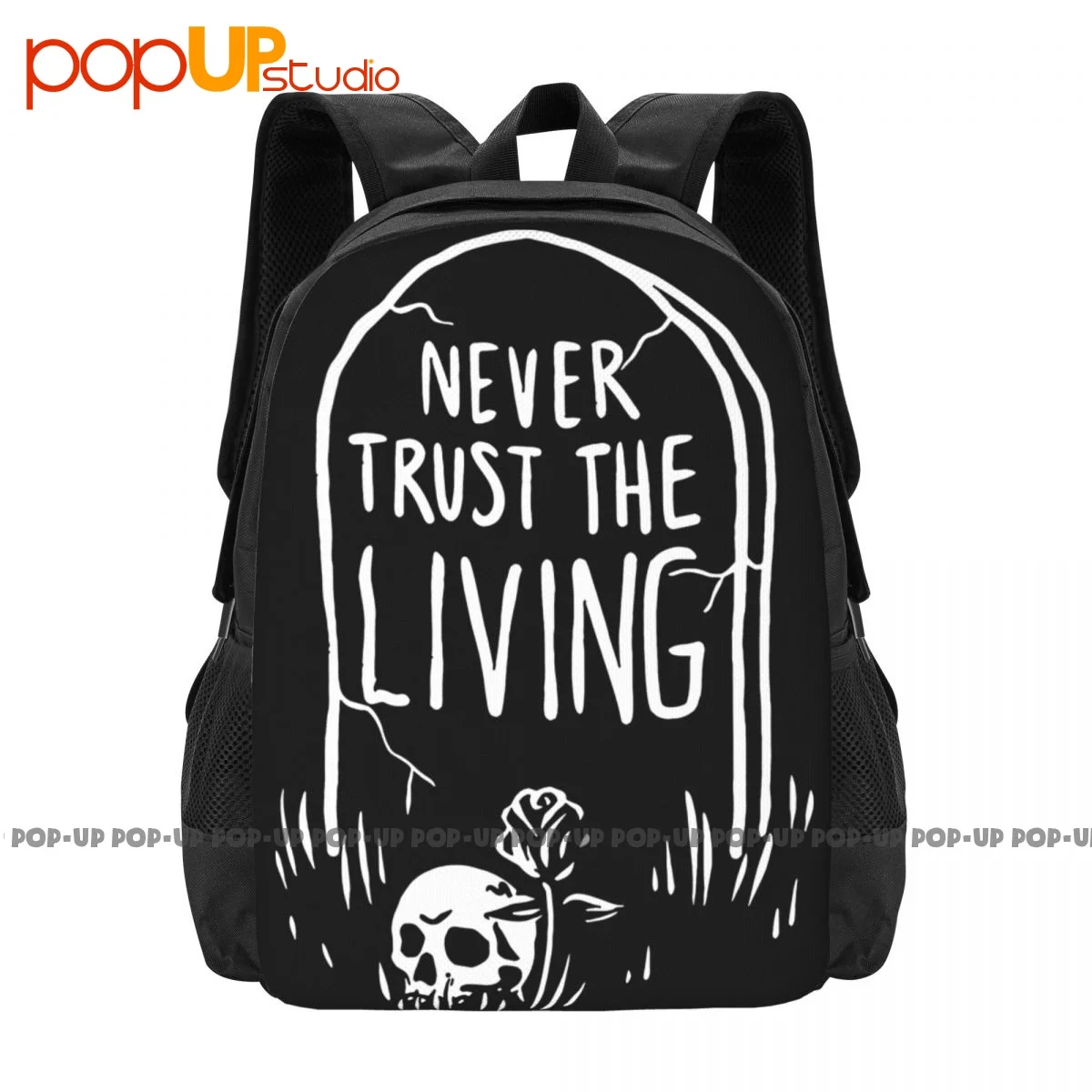 Never Trust The Living Tombstone Skull Coffin Backpack Large Capacity School Creative Sports Bag Large Capacity