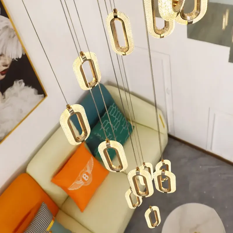 Indoor Home Office Staircase Small Modern Aluminum Fixture Hang Lamp Circle Led Round Ring Pendant Light image 4