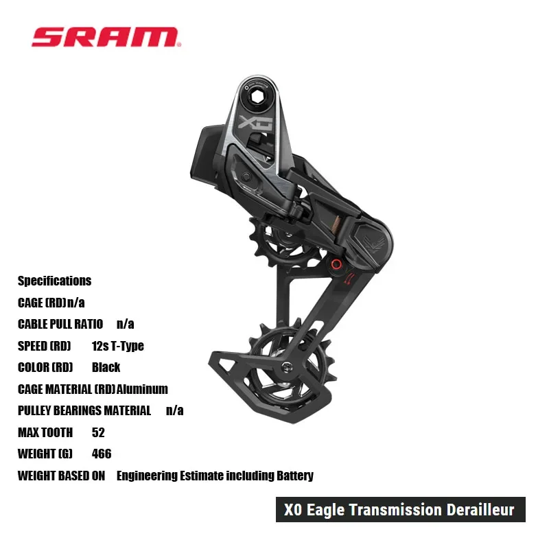 

SRAM X0 Eagle Transmission Derailleur 12s T-Type RD-X0-E-B1 Full Mount attachment method. Competition proven strength