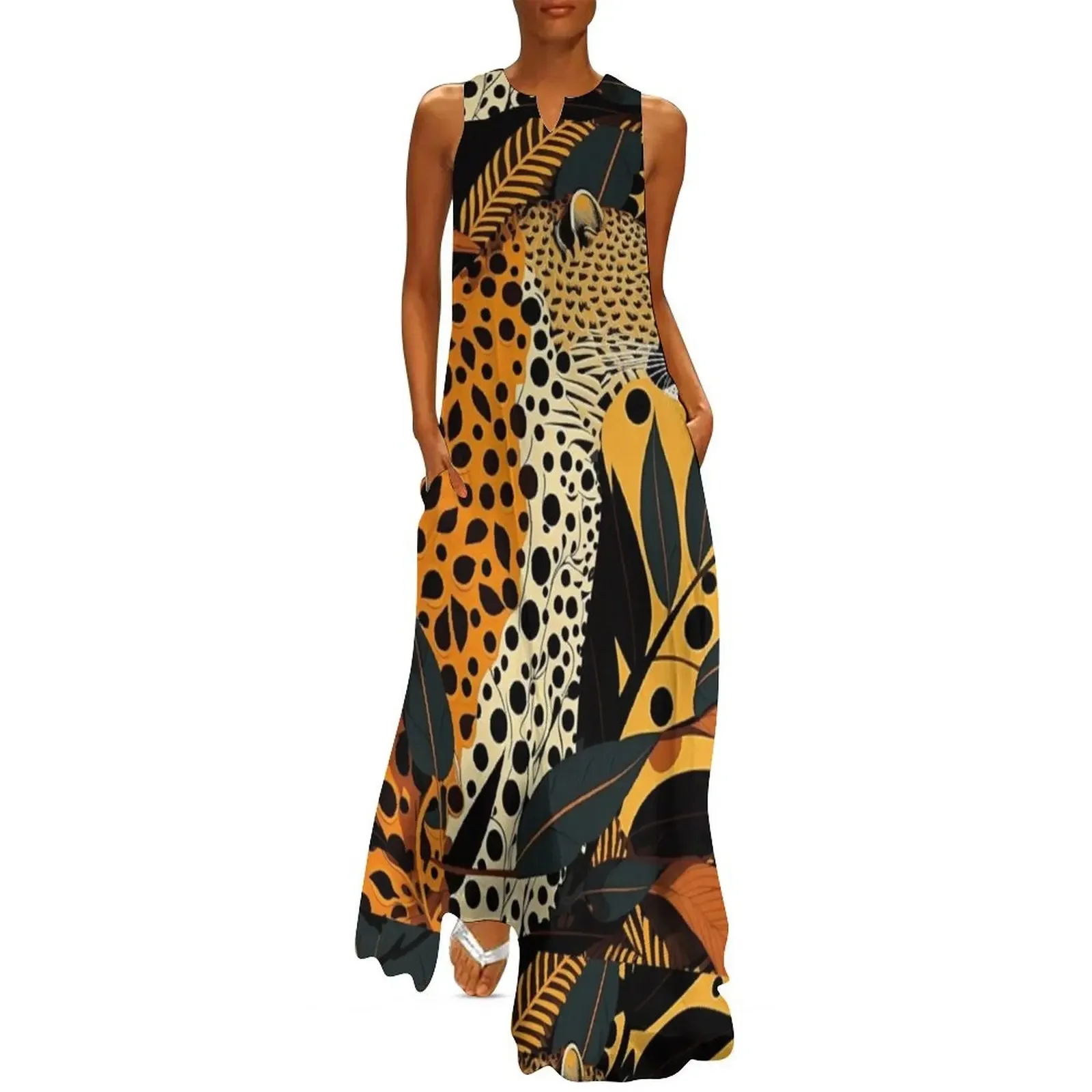 

Cheetah illustration, leopard in the jungle Long Dress prom dresses ceremony dresses dresses summer Dress