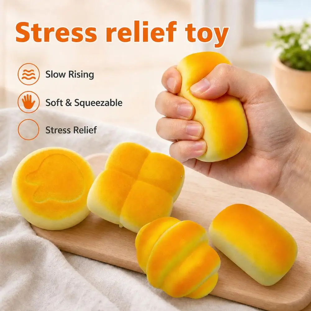 Squishy Bread Squeeze Toy Fake Food Model Toast Breakfast Cake Stress Relief Sensory Toys For Adults