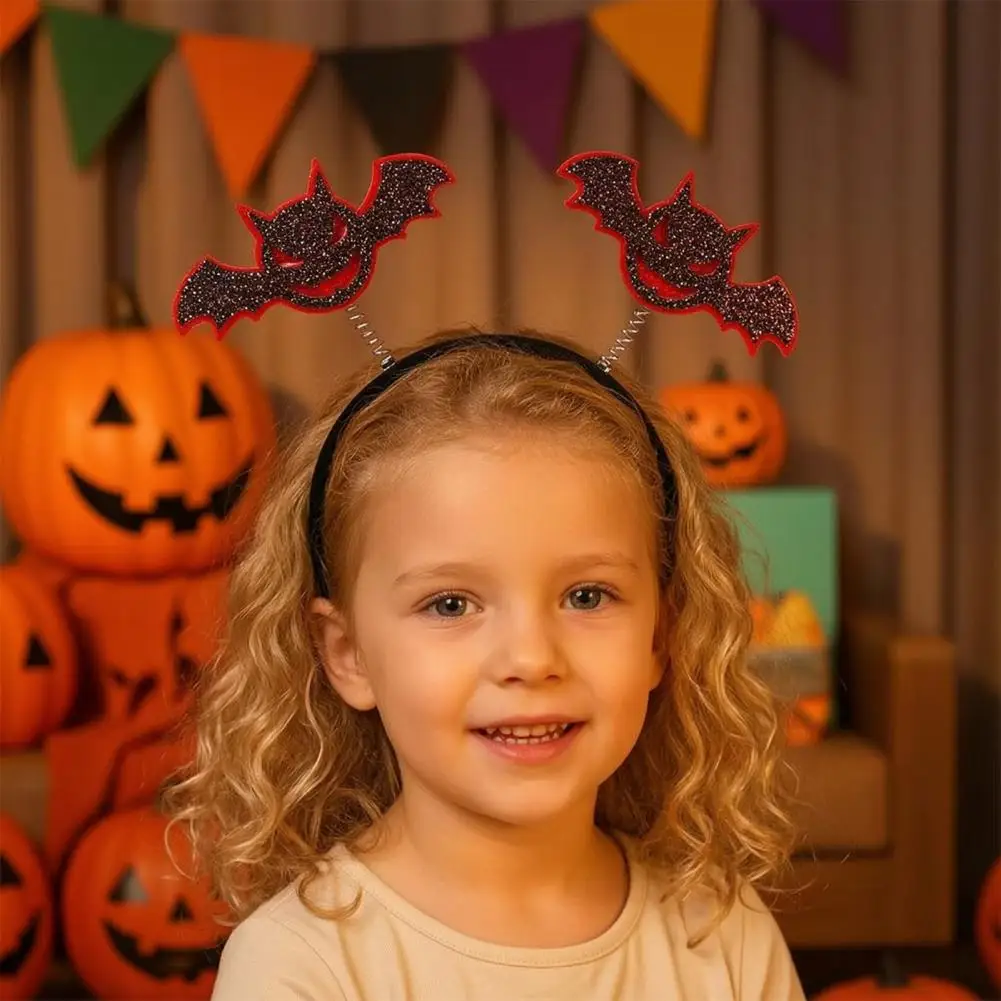 Comfortable Spooky Headband Halloween Headband for Kids Adults Glitter Pumpkin Bat Ghost Hair Accessories Cosplay Party Supplies