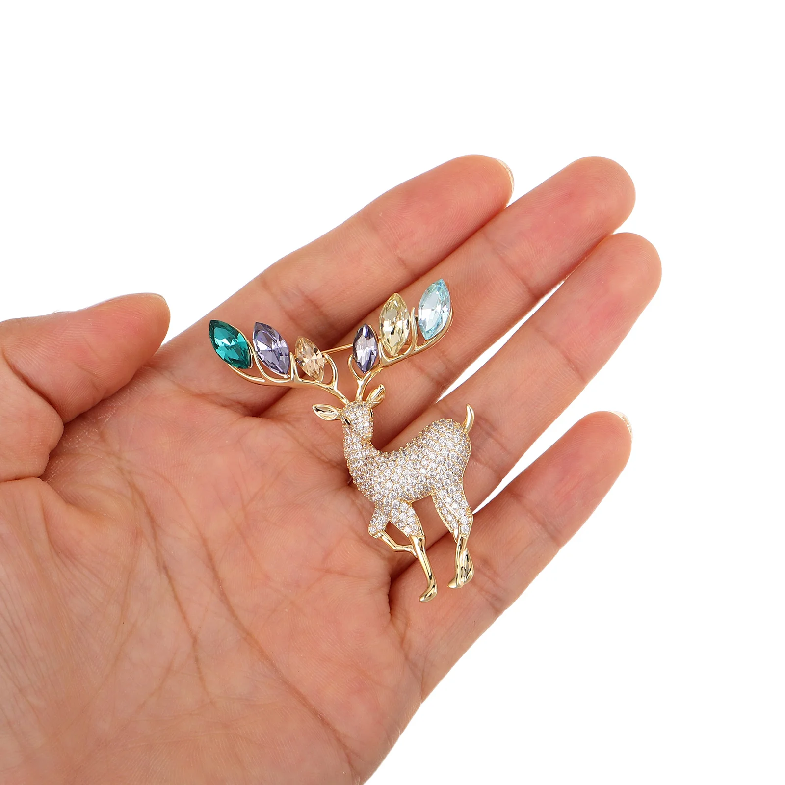 

Christmas Rhinestone Elk Brooch Pin Vintage Reindeer Lapel Pin Women Sweater Coat Party Jewelry Gift Reindeer Badge