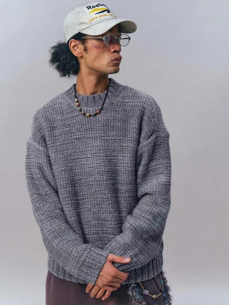 

Свитер Monterest Adient Color Blo свободного кроя, вязаный, с круглым вырезом, повседневный, удобный, с длинными рукавами, осенне-зимний топ