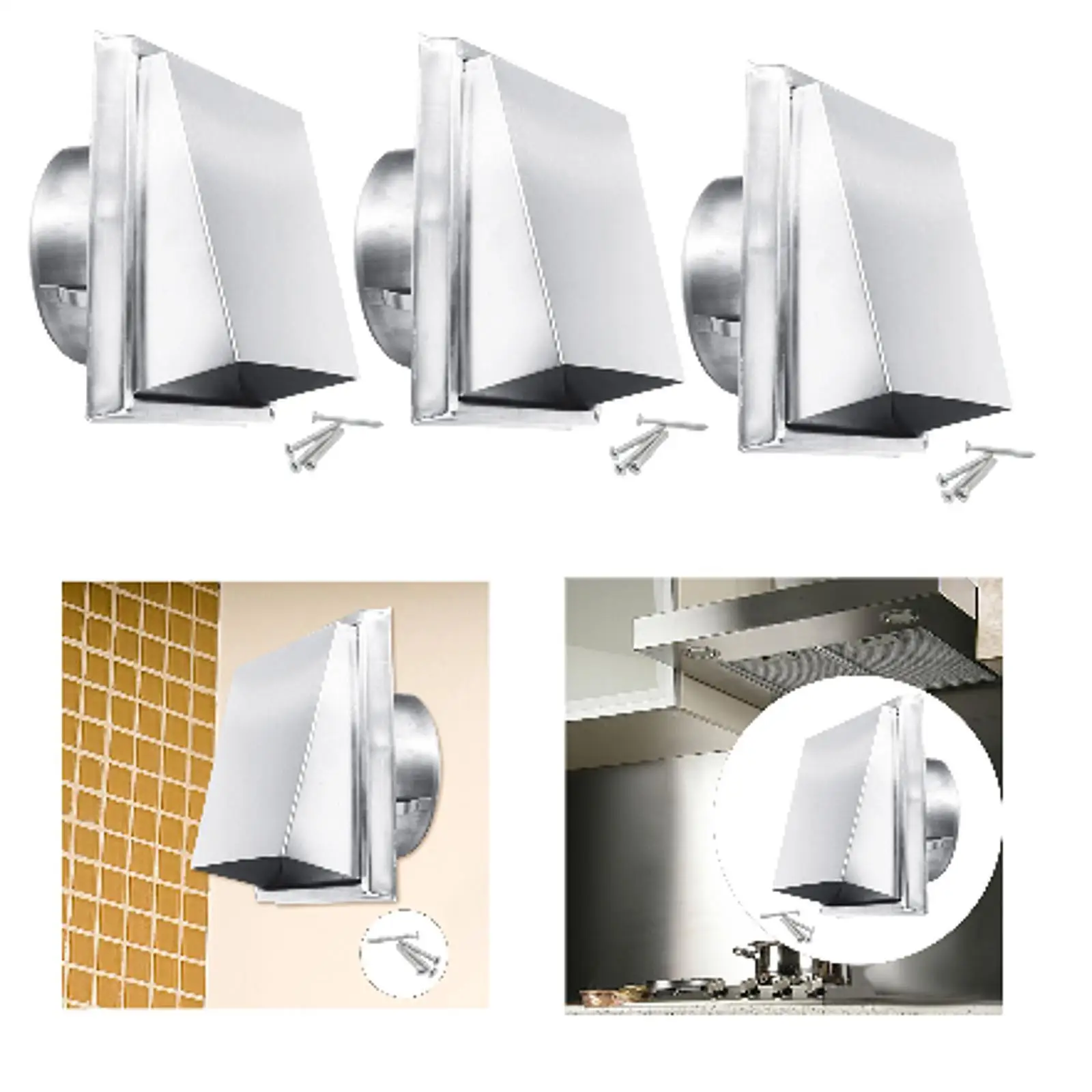 Dryer Vent Cover Wall Vent 45° Inclined Design Cowled Air Vent Cover Dryer Exhaust Vent Cover for Range Hood Exhausts