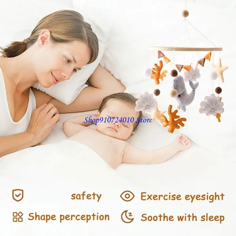 77HD Giocattolo mobile per culla in legno con coralli balena a tema oceano per lo sviluppo sensoriale e il monitoraggio