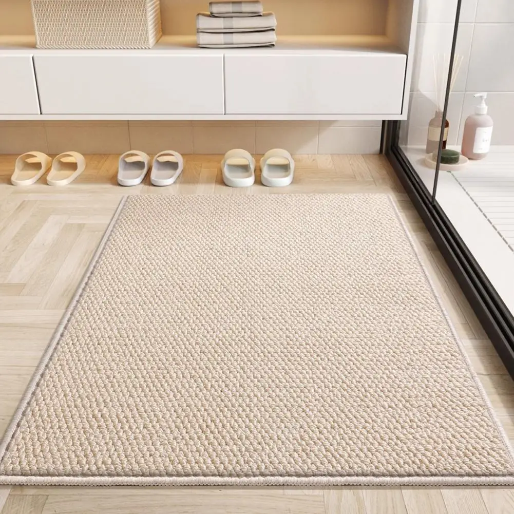 High-traffic Area Mat Entrance Rug Solid Color Anti-slip Door Mat Absorbent Washable Floor Mat for Bathroom Room Kitchen Use