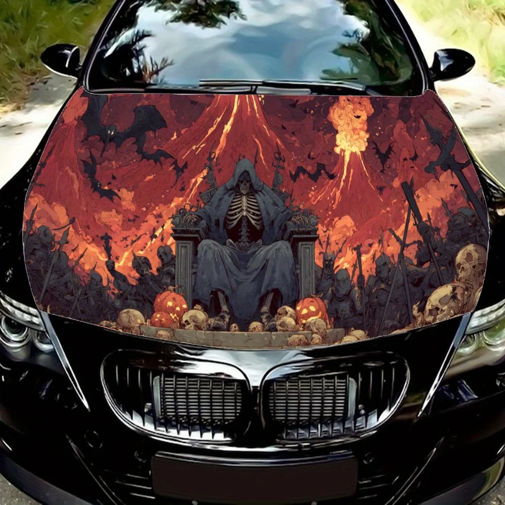 

Reaper with Volcano,Car Hood Decal, Self-Adhesive Waterproof PVC Car hood Sticker,Car Decoration Scratch Resistant Sticker Prote