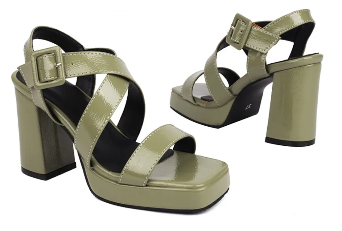 Nieuwe Vierkante Neus Dikke Hak Sandalen Met Hoge Hakken Met Comfortabel, Ademend En Minimalistisch Design