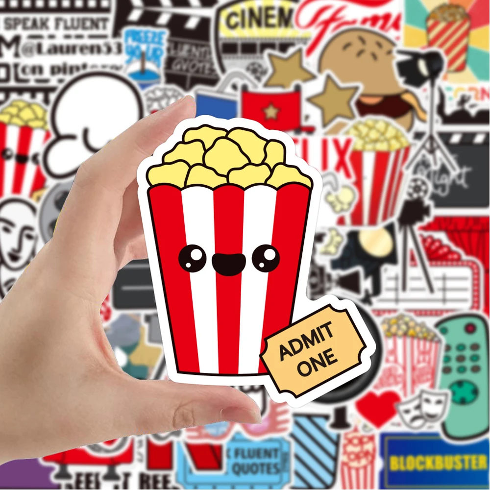 10/30/50PCS Movie Shooting Cinema Cartoon Sticker Camera Popcorn Film Decals DIY Laptop Phone Helmet Suitcase Sticker Kids Toy