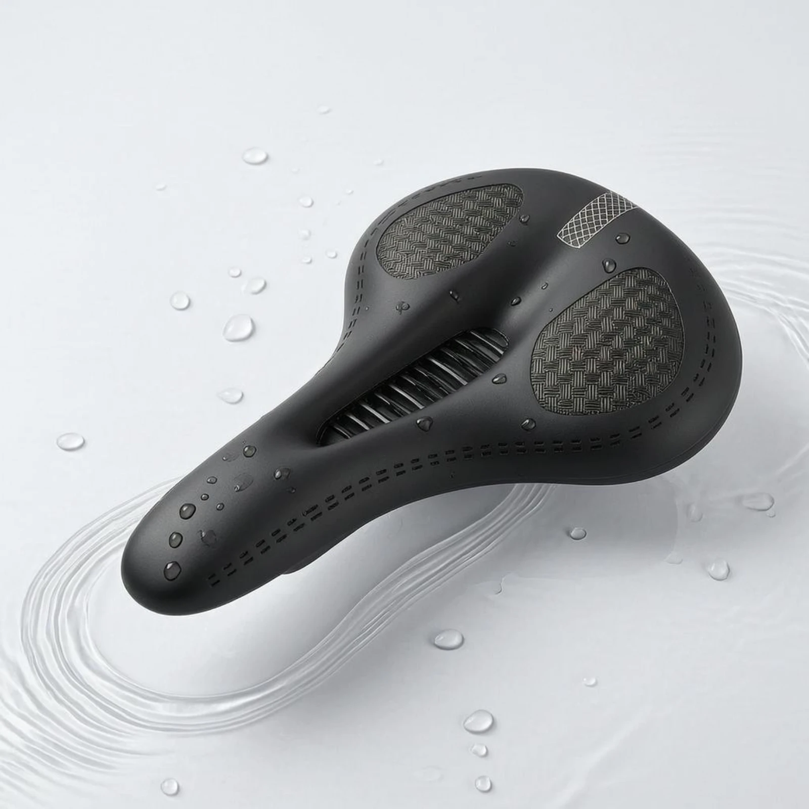 

Ventilated Bike Saddle Cushioned Padded Cycle Saddle Comfort Bike Seat Pressure Relieving Cycling Gear Black