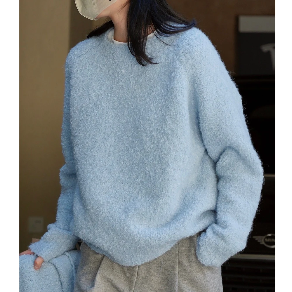 2024 Women Warm 45% Wool Sweater O-Neck Long Sleeve Pullovers Clothes Tops For Women Sweater Pull Femme