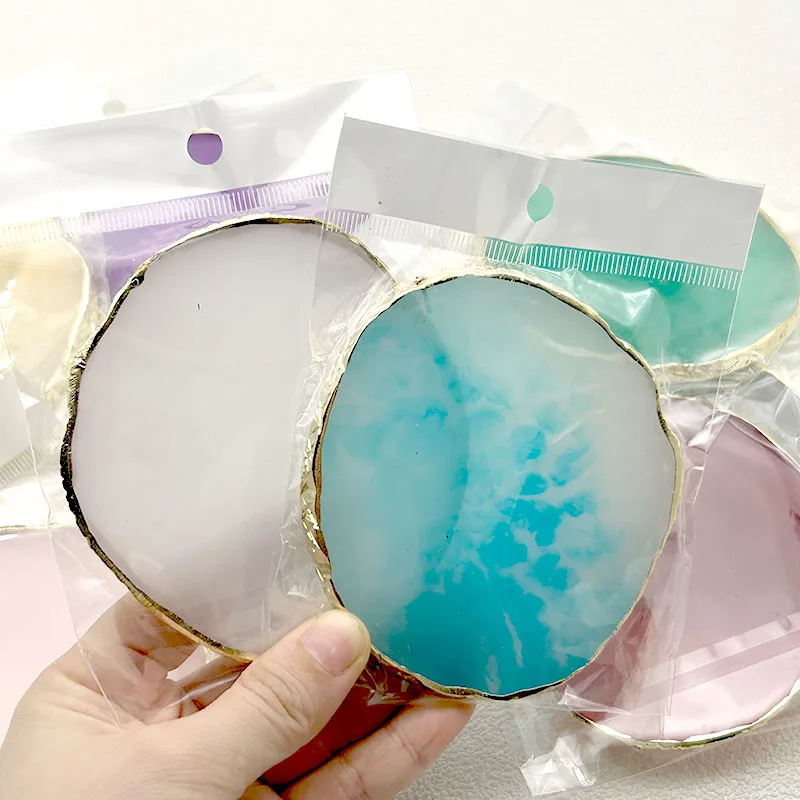 Heart/Round Resin Agate Stone Nail Color Palette Gel Polish Pallet Mixing Drawing Paint Plate Manicure Nails Art Display Shelf