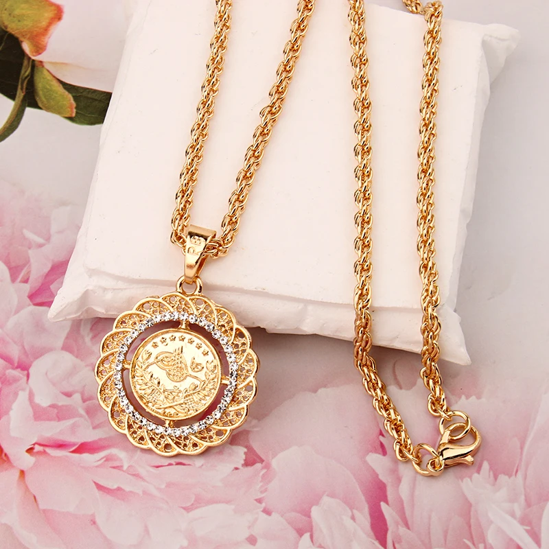 Turkish Fashion Pendant Necklace Slid Chain Luxury Gold Plated Necklace for Women Accept Drop Shipping