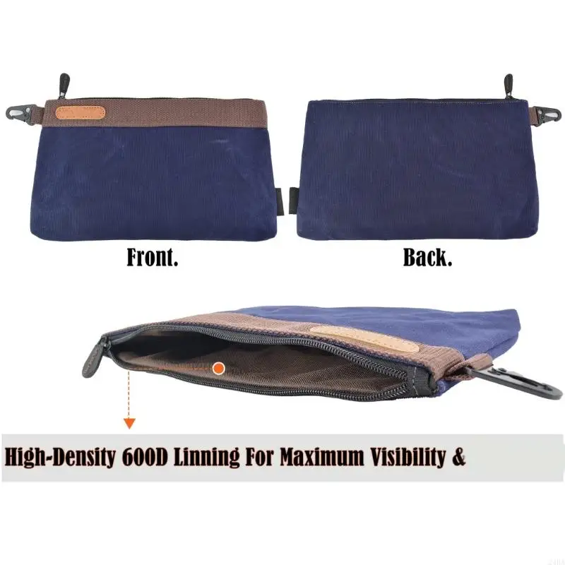 Waxed Canvas Tool Organization Pouches, 4 Piece Color-Coded Closure Bag Set for Sorting Measuring Equipment, Small Parts and