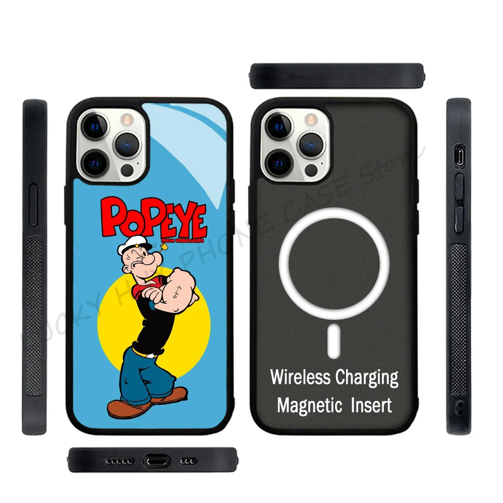 

Cute Cartoon Phone Case Strong Magnetic For IPhone 15 14 13 Pro Max 11 12 Mini P-Popeye For Magsafe