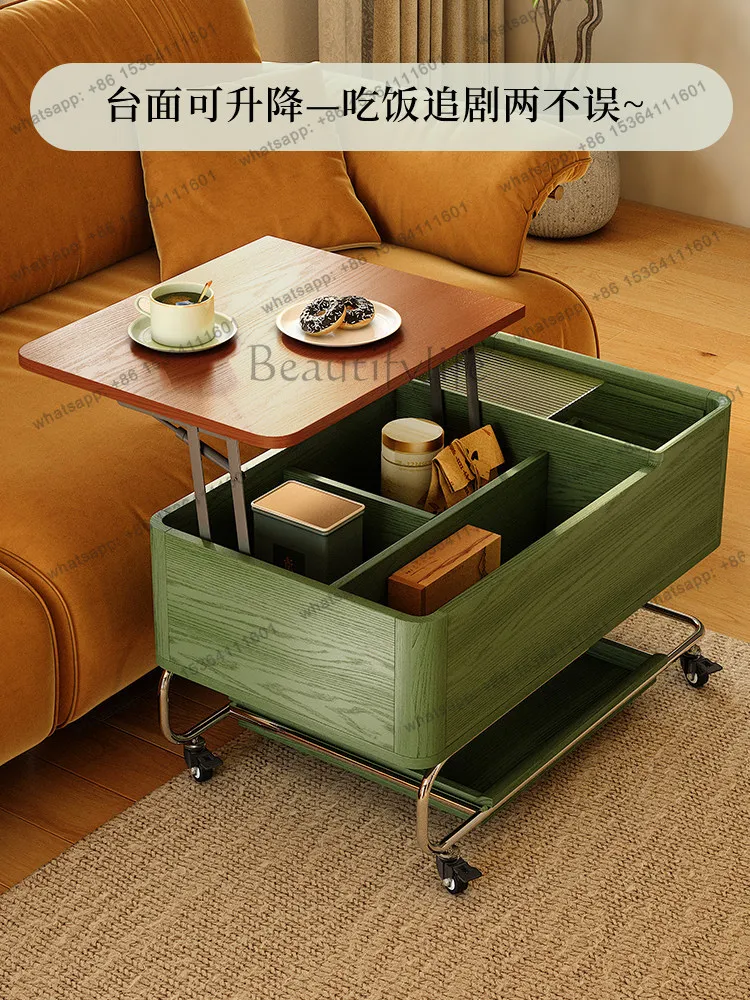PG mobile lifting coffee table French antique art cream wind sofa side few trolley