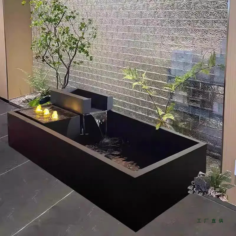 Stainless steel flowing water landscape fish pond courtyard circulation spring flowing water pool ornament